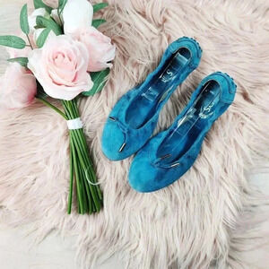 TOD'S blue suede foot forming ballet flats